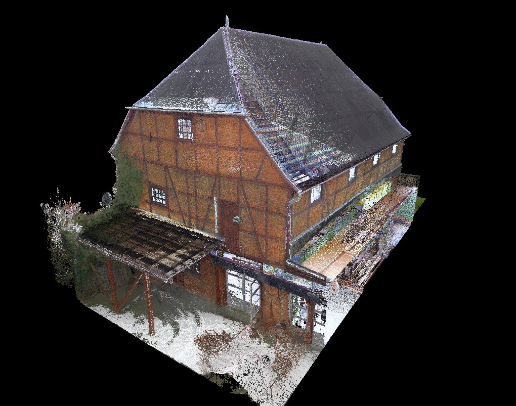 3-D-Punktwolke eines Gebäudes aus dem terrestrischen Laserscanning